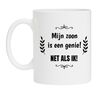 Mok mijn zoon  is een genie! net als ik Moederdag grappig cadeau voor je moeder
