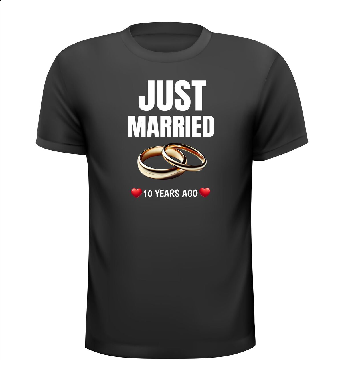 T-shirt Just Married 10 years ago pas getrouwd 10 jaar geleden!