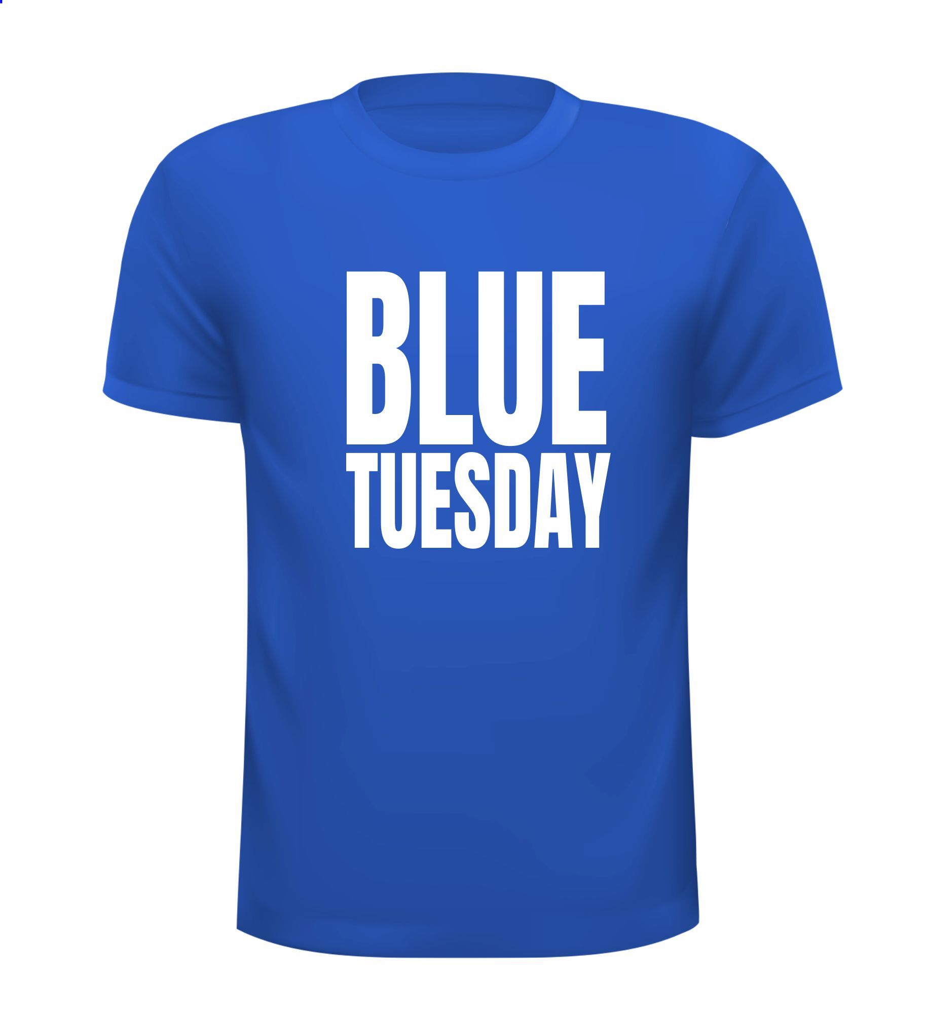 T-shirt blue Tuesday blauw dinsdag.