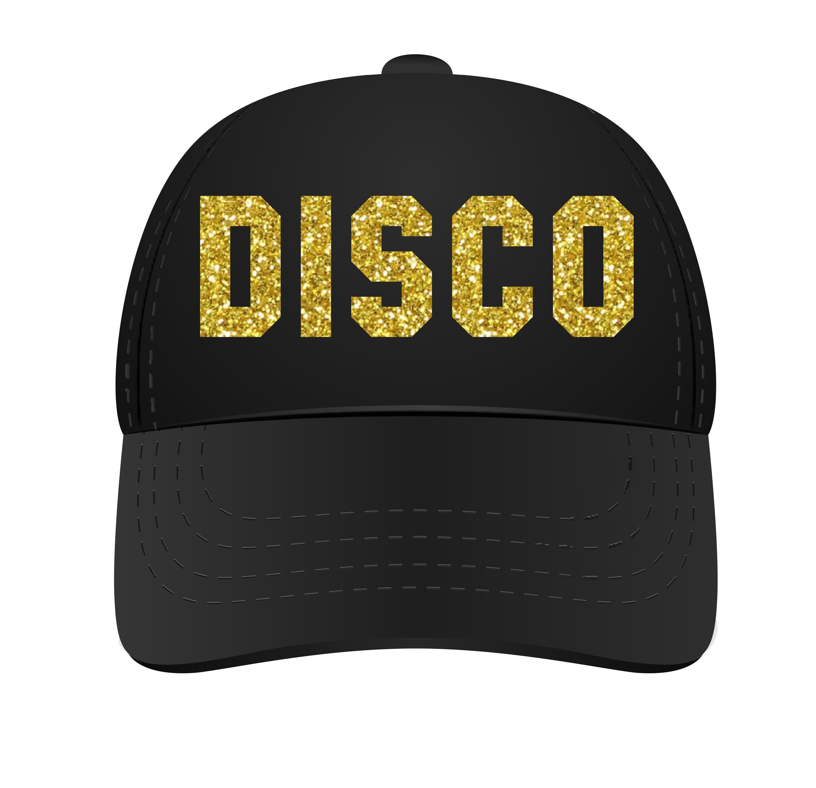 Disco pet met foute gouden glitters truckers pet