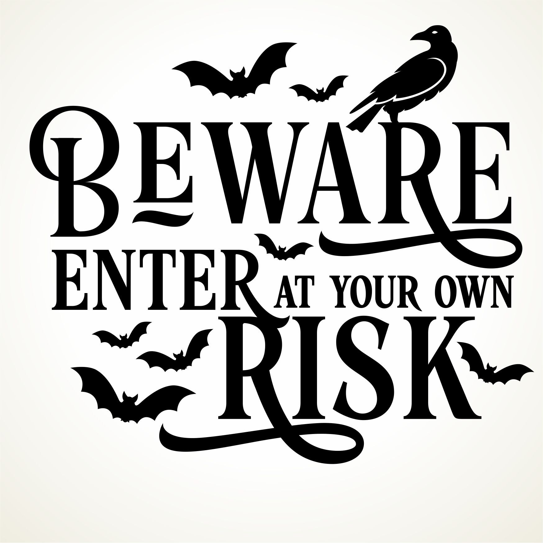Halloween spreuken tegeltje beware enter at your own risk