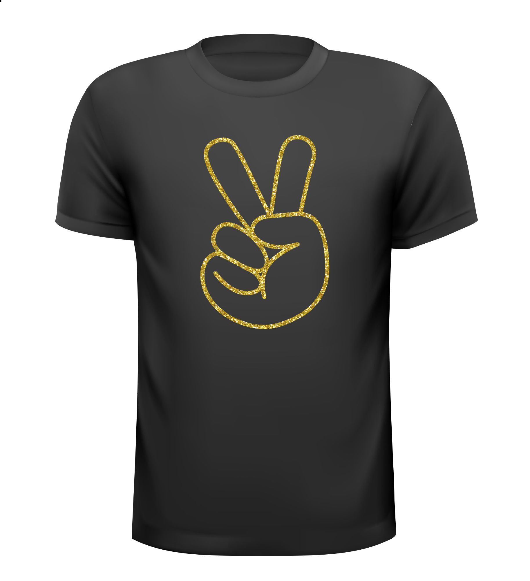 shirt gouden glitter peace hand gebaar symbool teken vrede