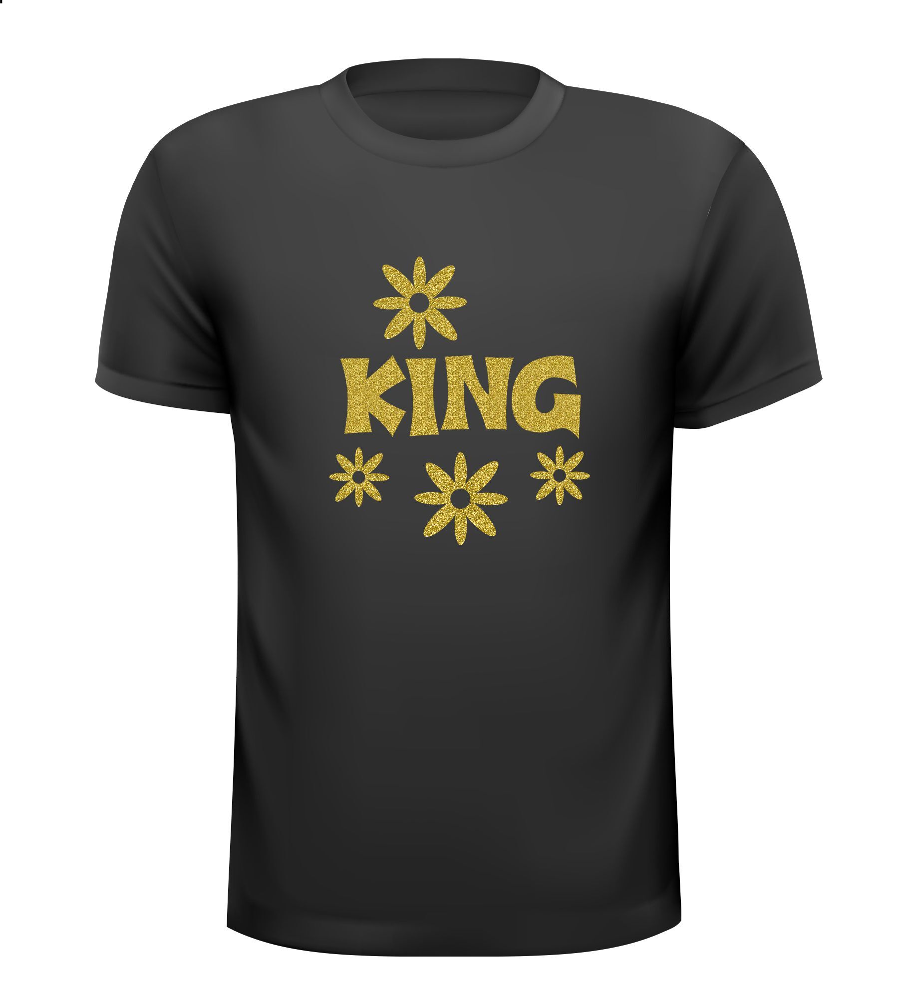 Shirt king seventies foute gouden glitter opdruk