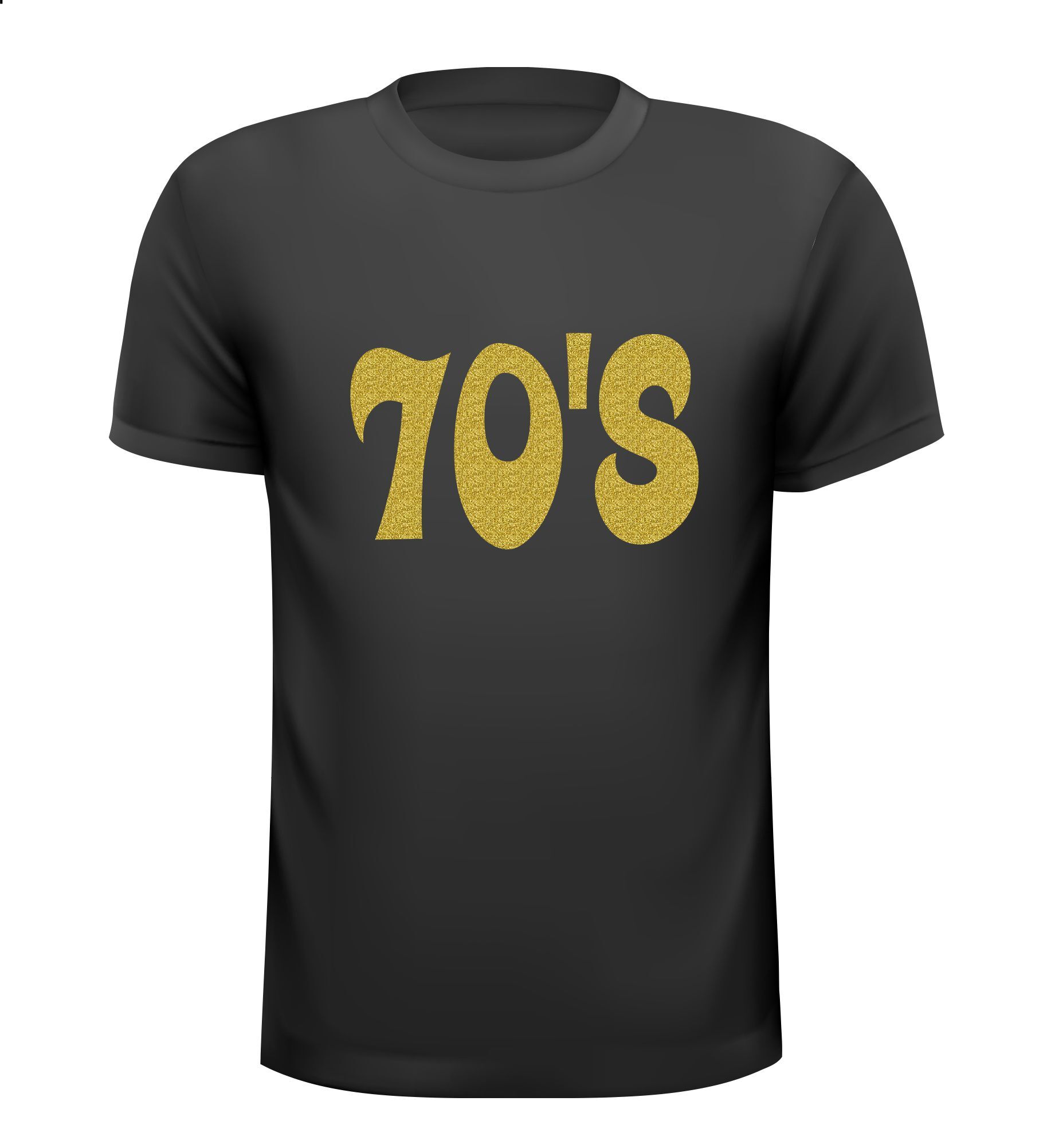 Shirt seventies in gouden foute glitter letters