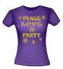foto 4 Shirtje Peace love and party in foute gouden glitter opdruk flower power