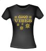 foto 2 T-shirt good vibes glitter goud flower power