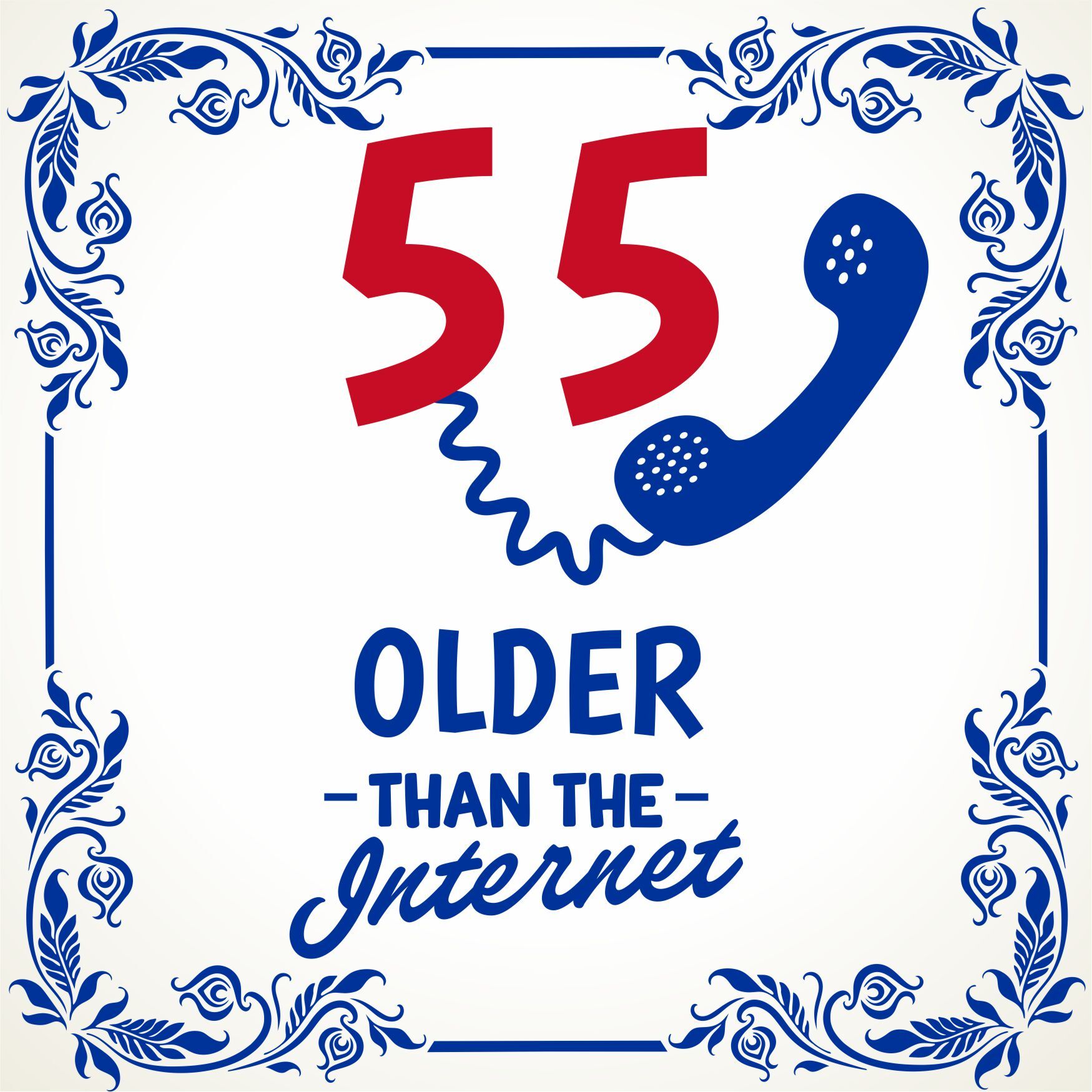 Cadeau tegel voor een 55ste verjaardag 55 older than the internet