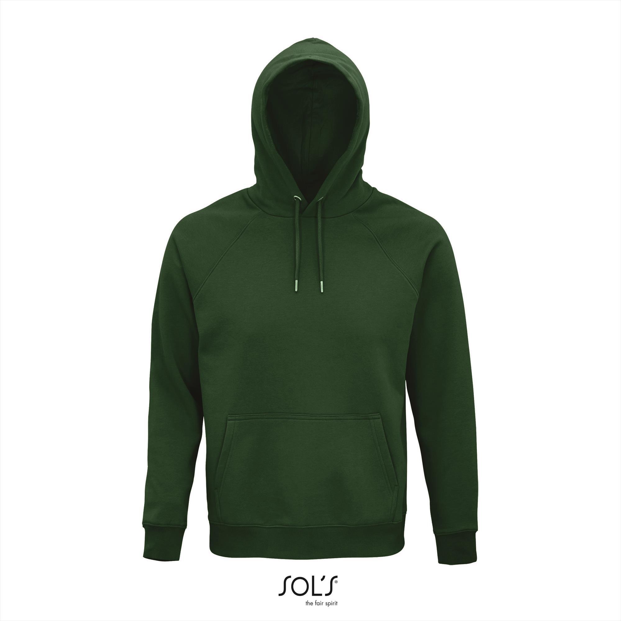 Donker groene Hoge kwaliteit organische hoodie unisex