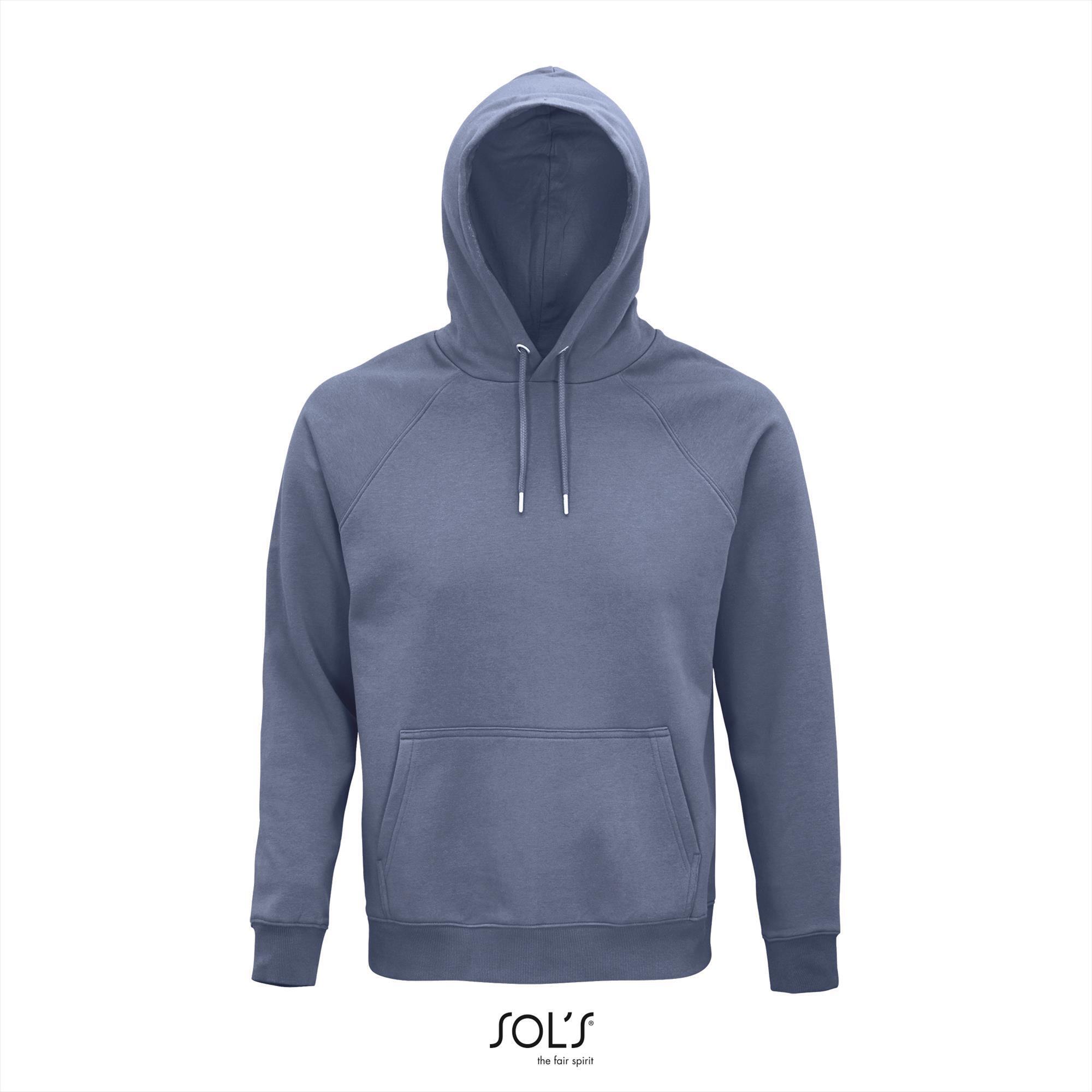 Hoge kwaliteit organische hoodie unisex blauw