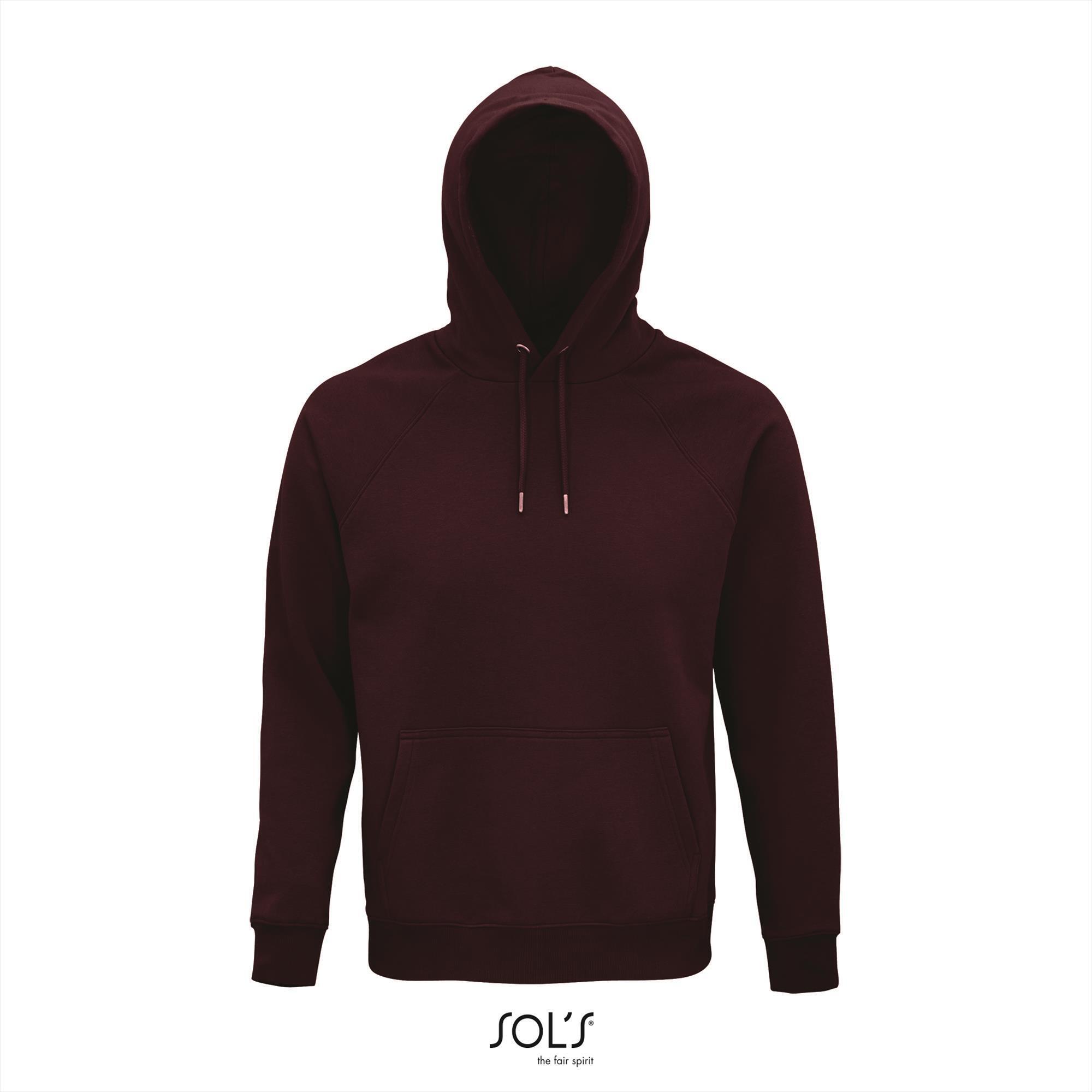 Hoge kwaliteit organische hoodie unisex burgundy