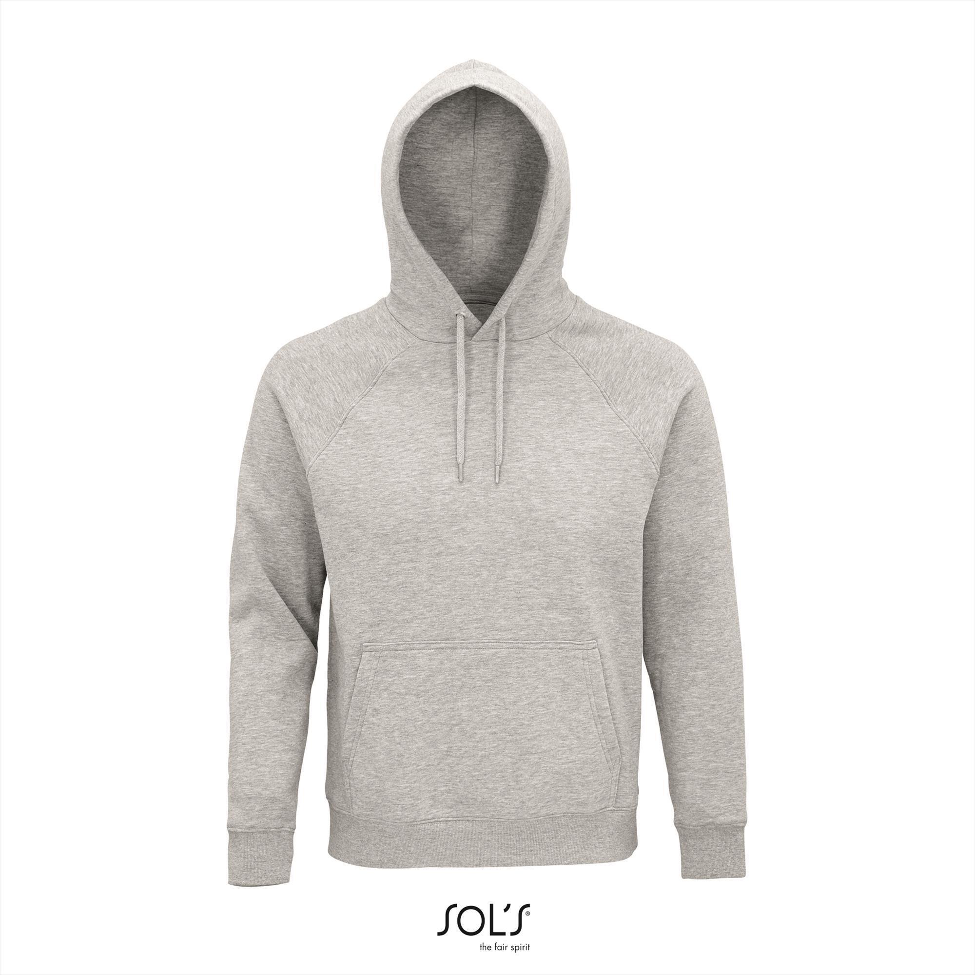 Hoge kwaliteit organische hoodie unisex grijs melange