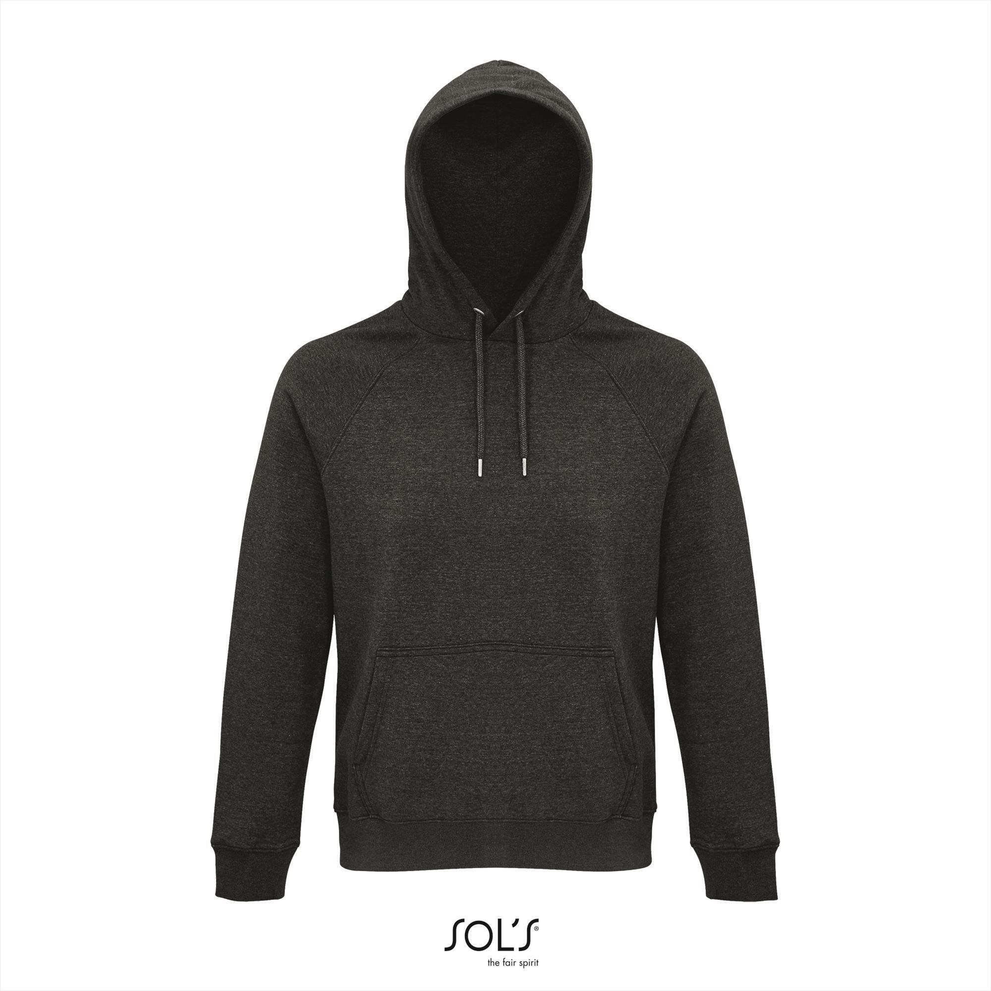 Hoge kwaliteit organische hoodie unisex Houtskool grijs Melange 