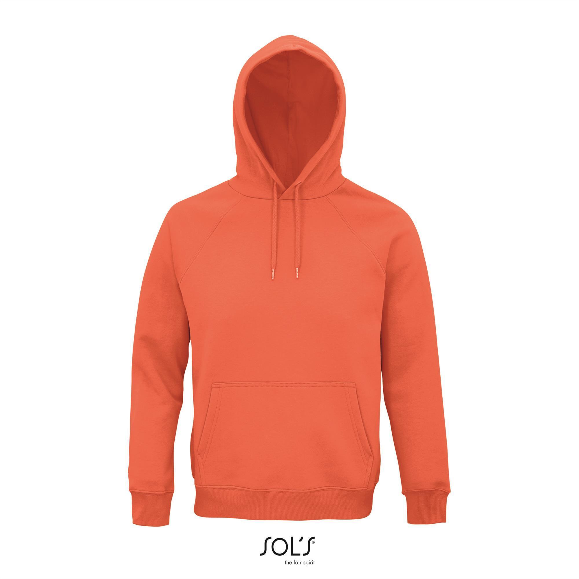Hoge kwaliteit organische hoodie unisex oranje