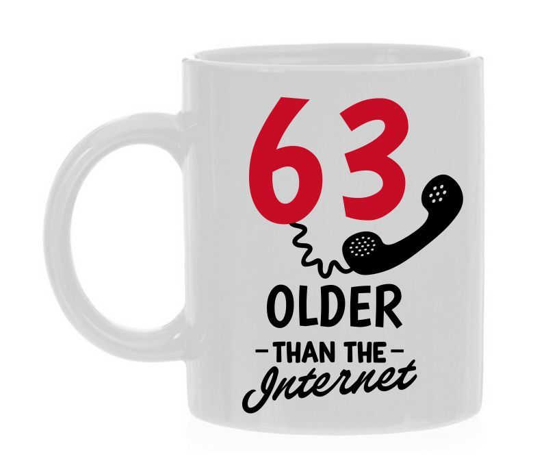 kado 63 jaar en ouder dan het internet koffie of thee mok!