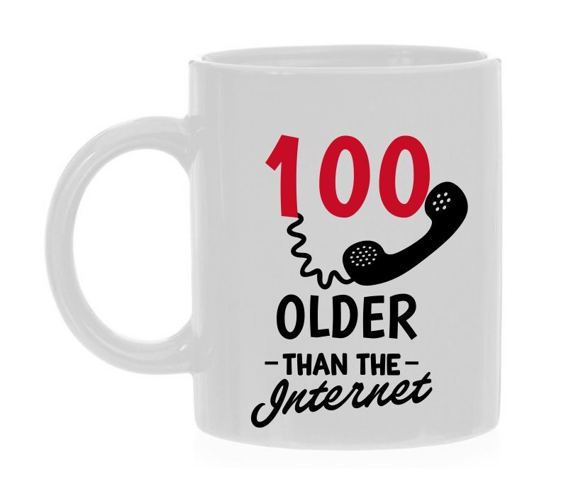 Leeftijd mok 100 jarige leuk kado met grappige tekst ouder dan het internet