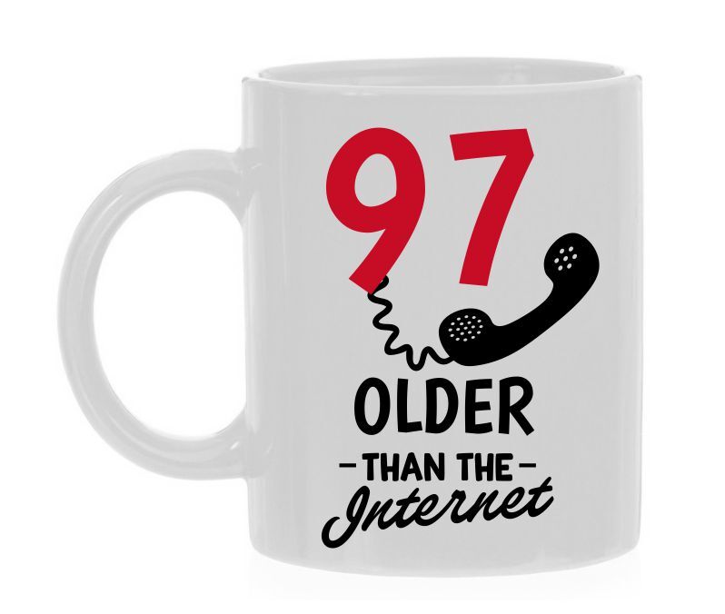 Leeftijd mok 97 jaar leuk cadeau voor een 97 jarige grappig ouder dan het internet
