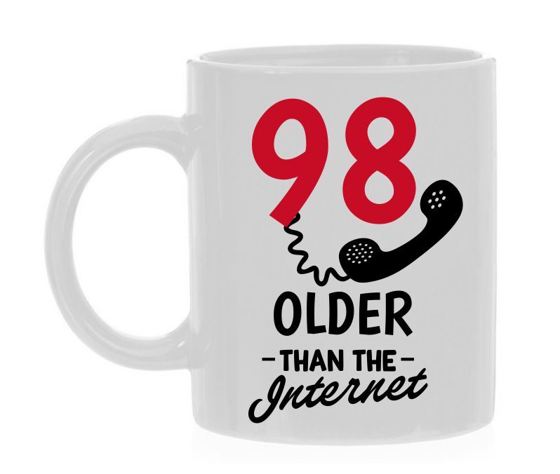 Leeftijd mok 98 jaar grappige tekst older than the internet