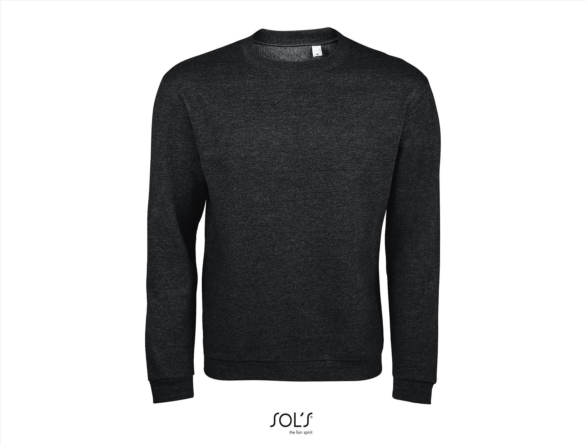 Modieuze sweater trui unisex Houtskool grijs melange
