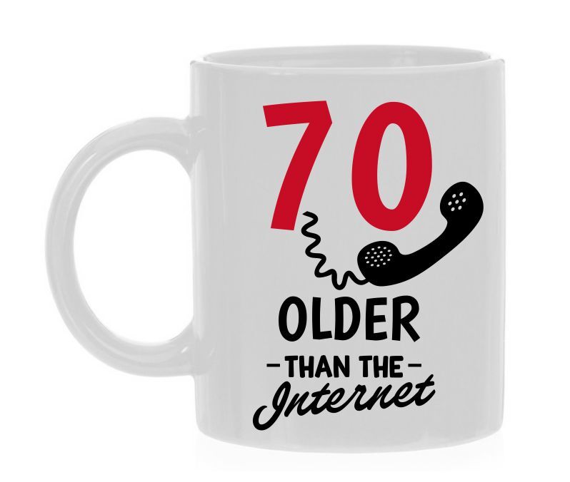 Mok voor hem of haar die 70 jaar wordt grappige koffiemok ouder dan internet
