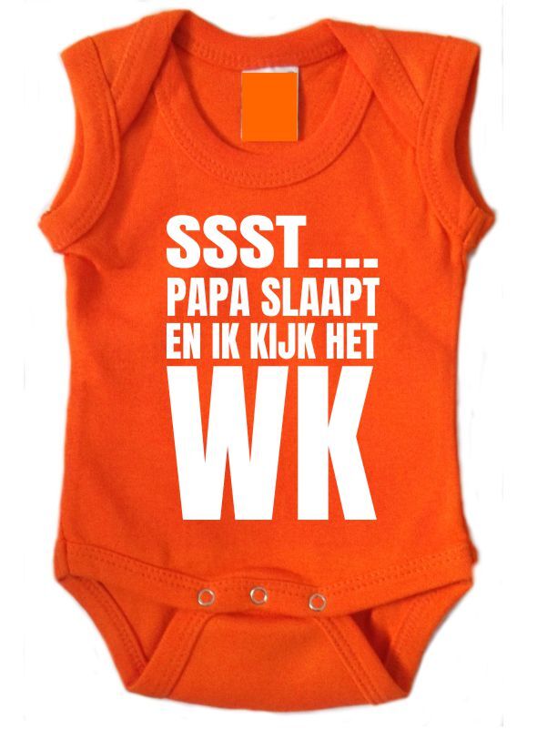 Oranje romper ssst... papa slaapt en ik kijk het WK Wereldkampioenschap grappig kraam cadeau voor oranje fan.