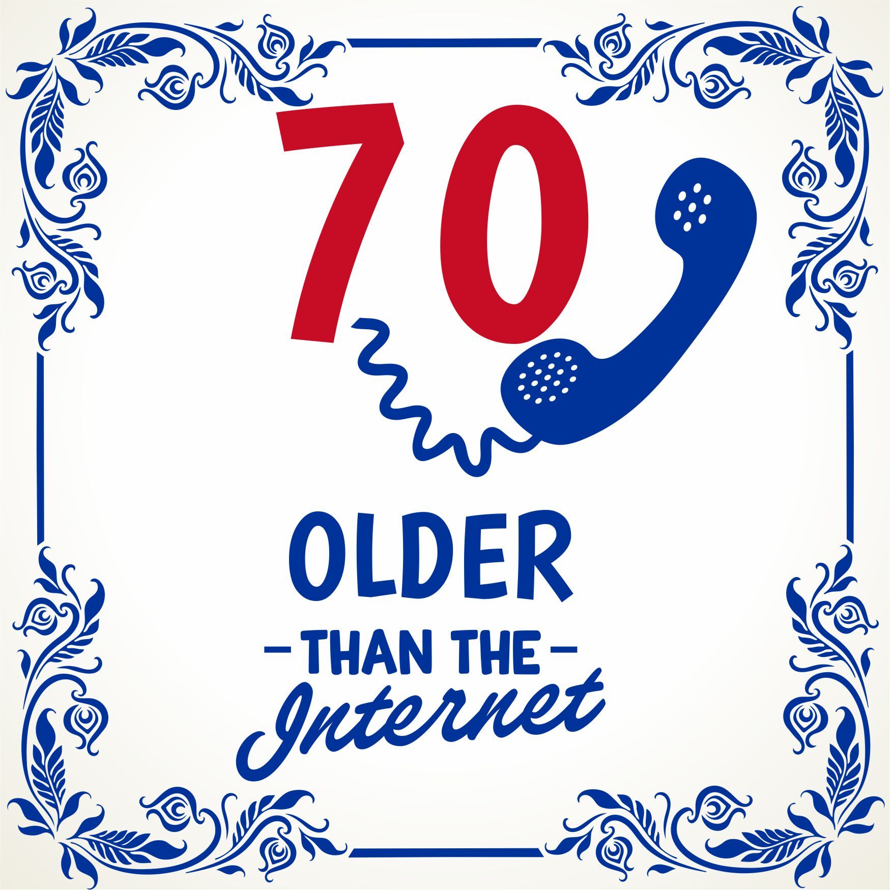 Zeventig older than the internet tegel leuk voor jarige van 70 jaar