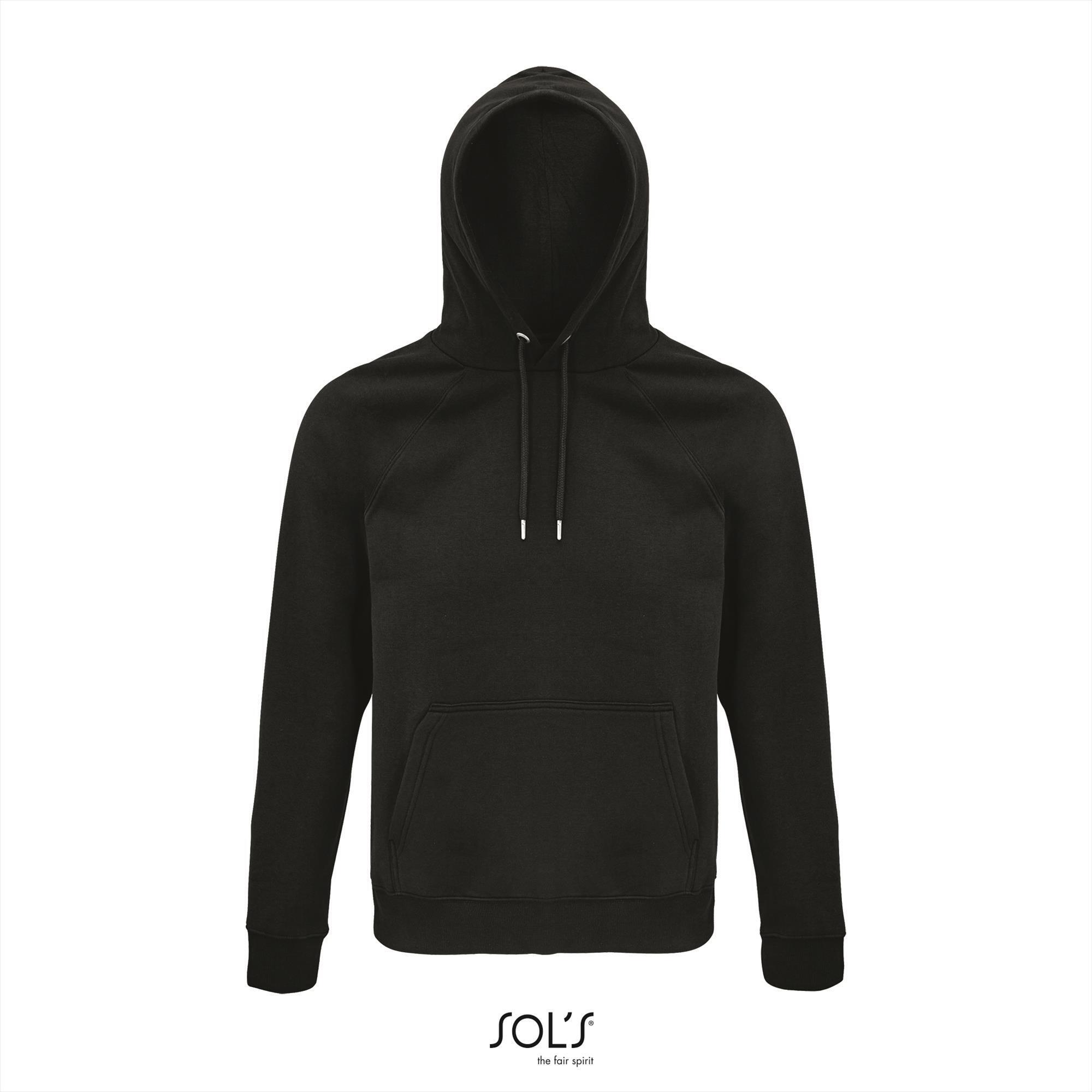 Zwarte Hoge kwaliteit organische hoodie unisex