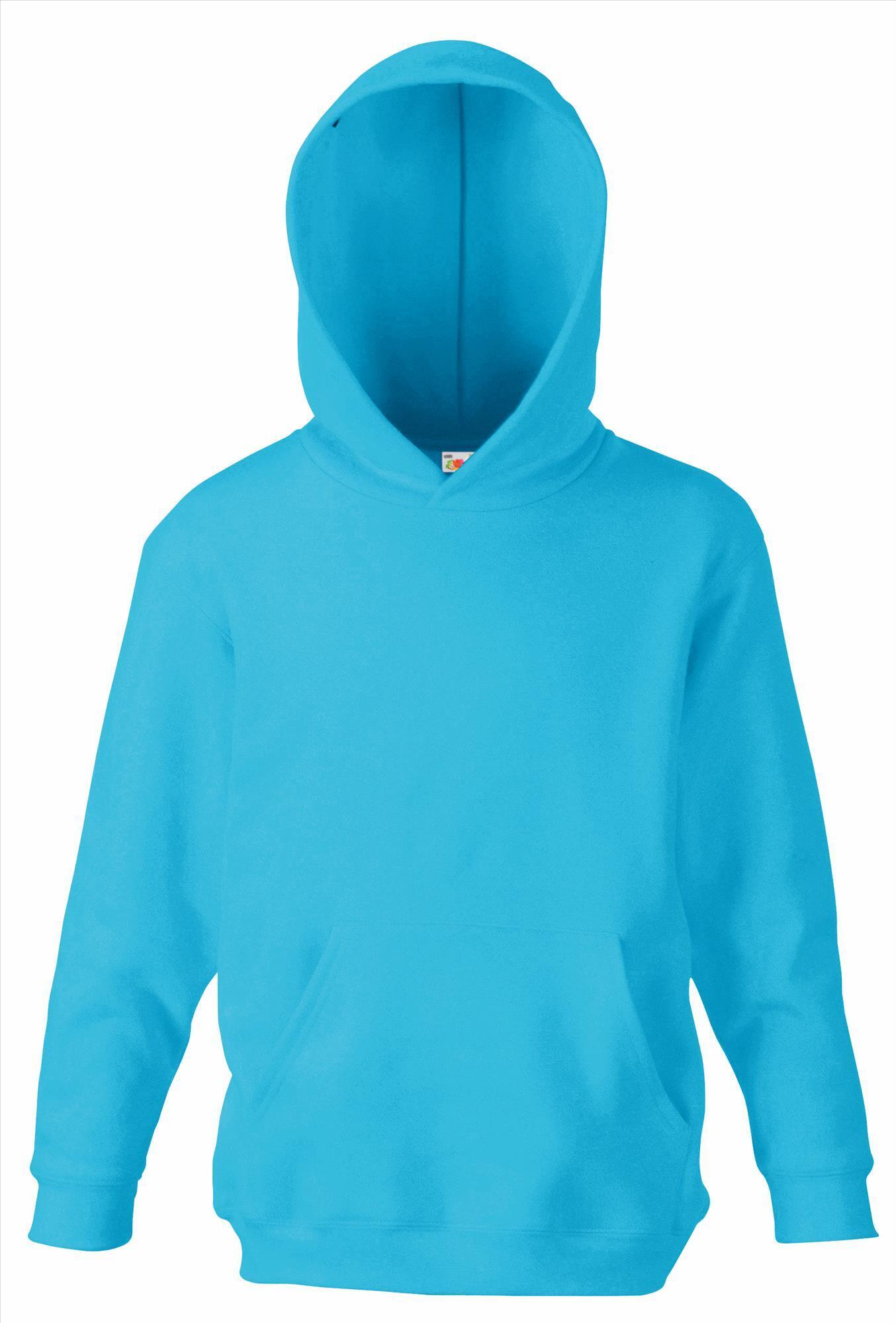 Azuurblauwe Kinder hoodie sweater met gevoerde capuchon