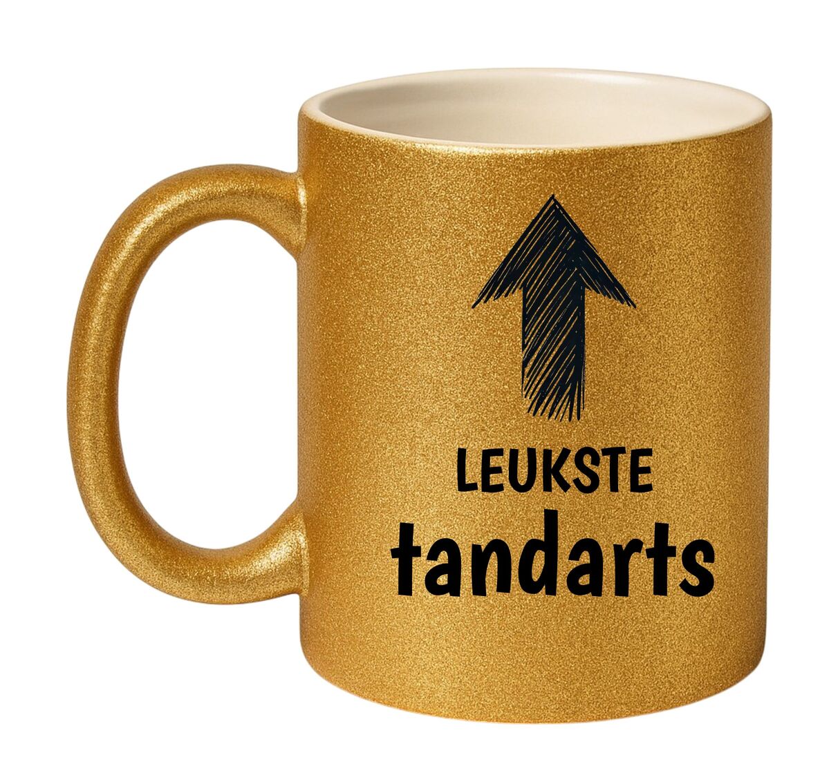 De leukste tandarts mok glitter goud