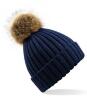 Donkerblauwe warme wintermuts voor de donkere en koude dagen Chunky muts met pompon 