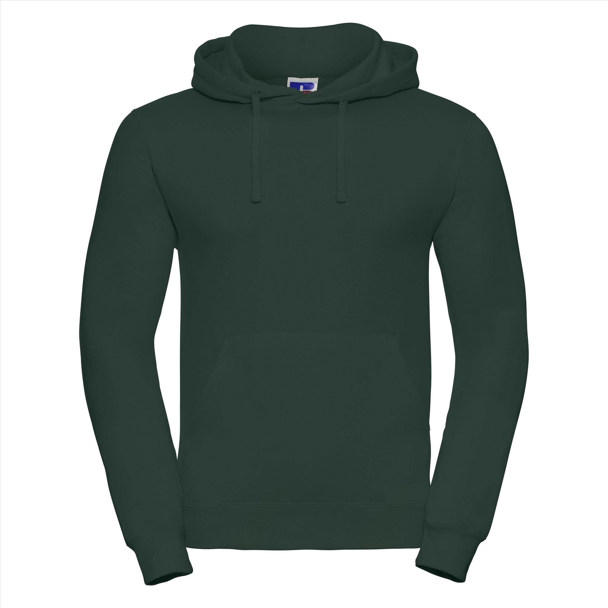 Donkergroene Hoodie met dubbellaags capuchon volwassen