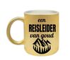 Een koffie of thee mok voor een reisleider van goud glitter gouden mok
