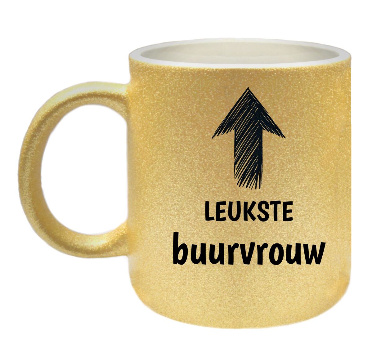 Glitter gouden mok voor de leukste buurvrouw