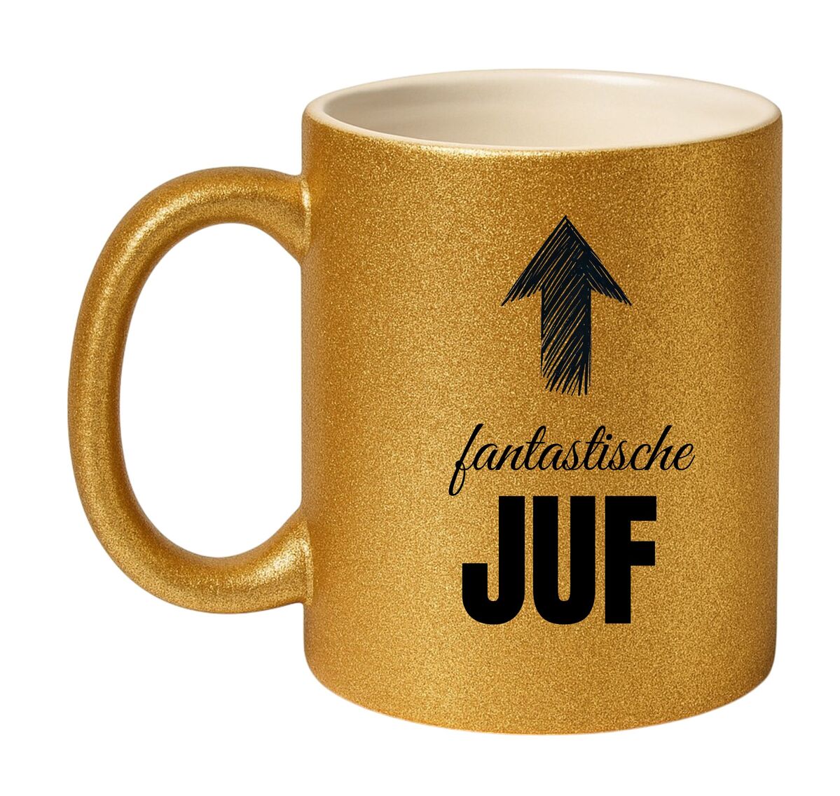 Glitter mok goud voor een fantastiche juf 