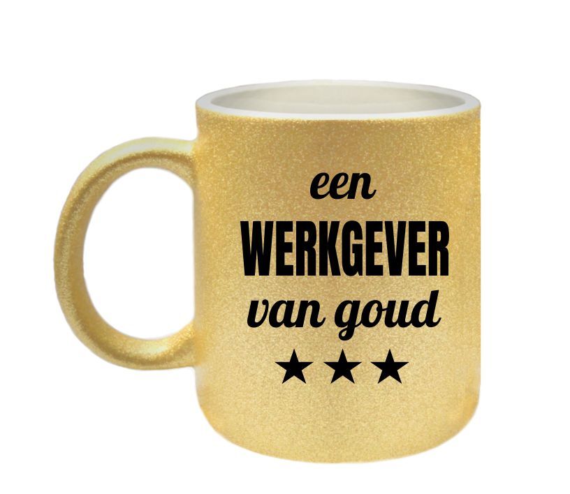 Gouden mok glitter voor een werkgever van goud