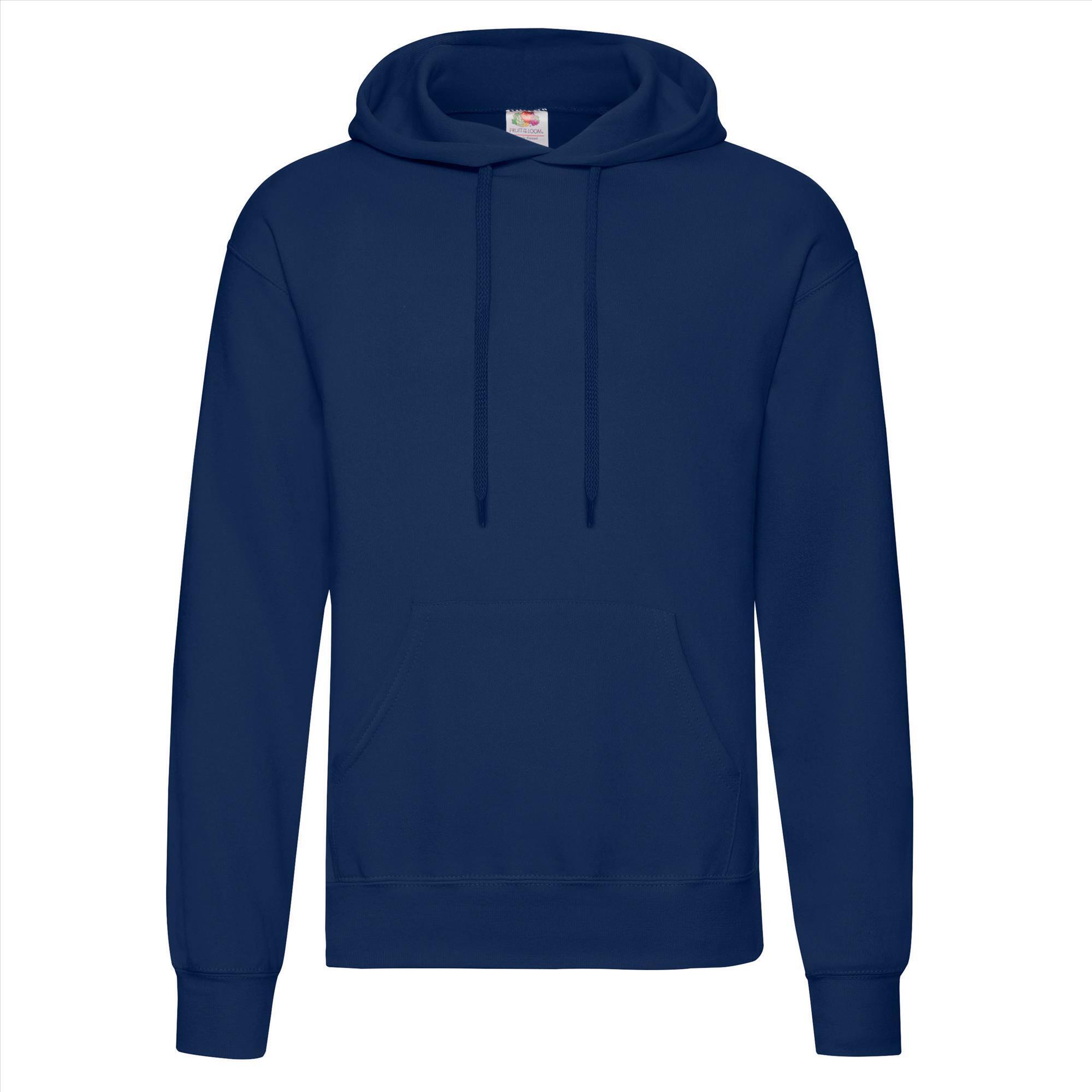 Hoodie voor hem heren unisex donkerblauw marine