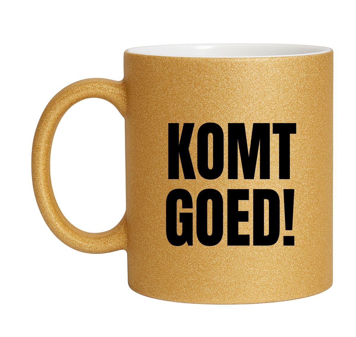 Komt goed mok glitter goud