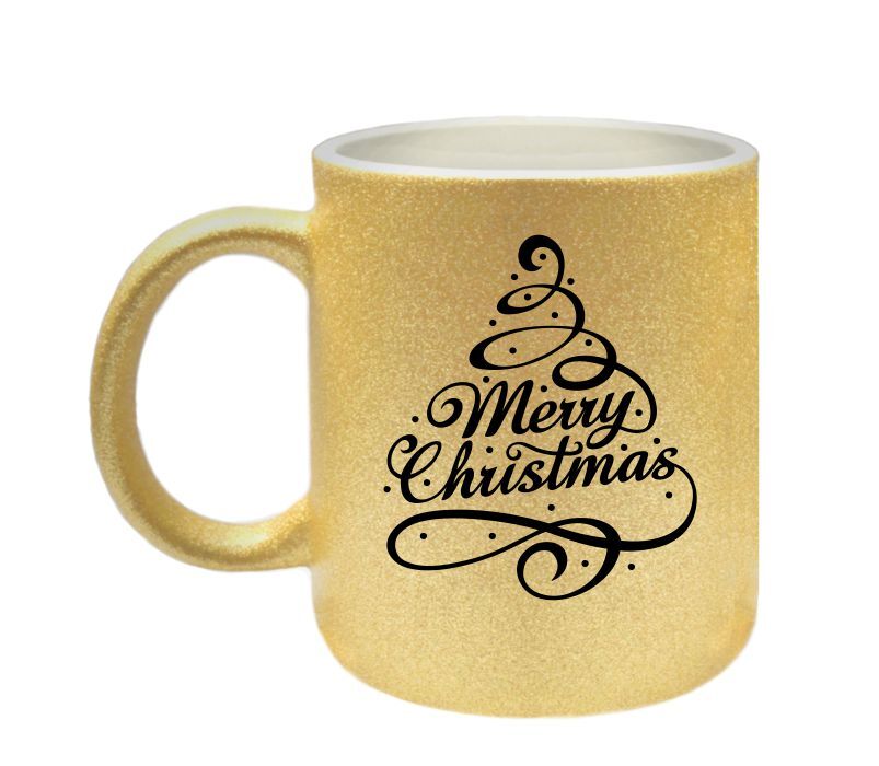 mok glitter goud merry christmas leuk voor kerstpakket