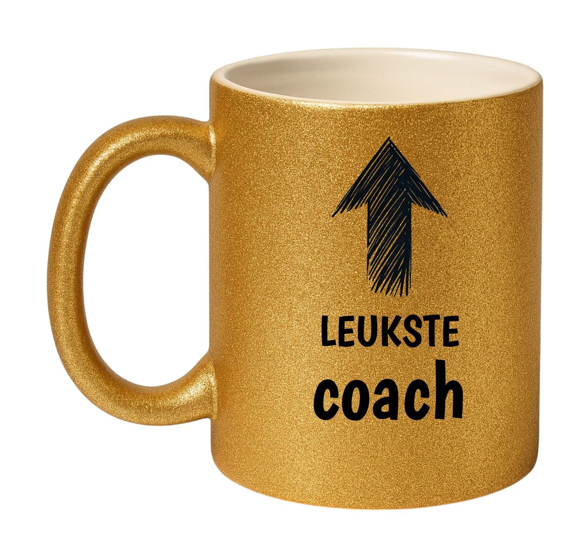 Mok voor de leukste coach goud met glitter