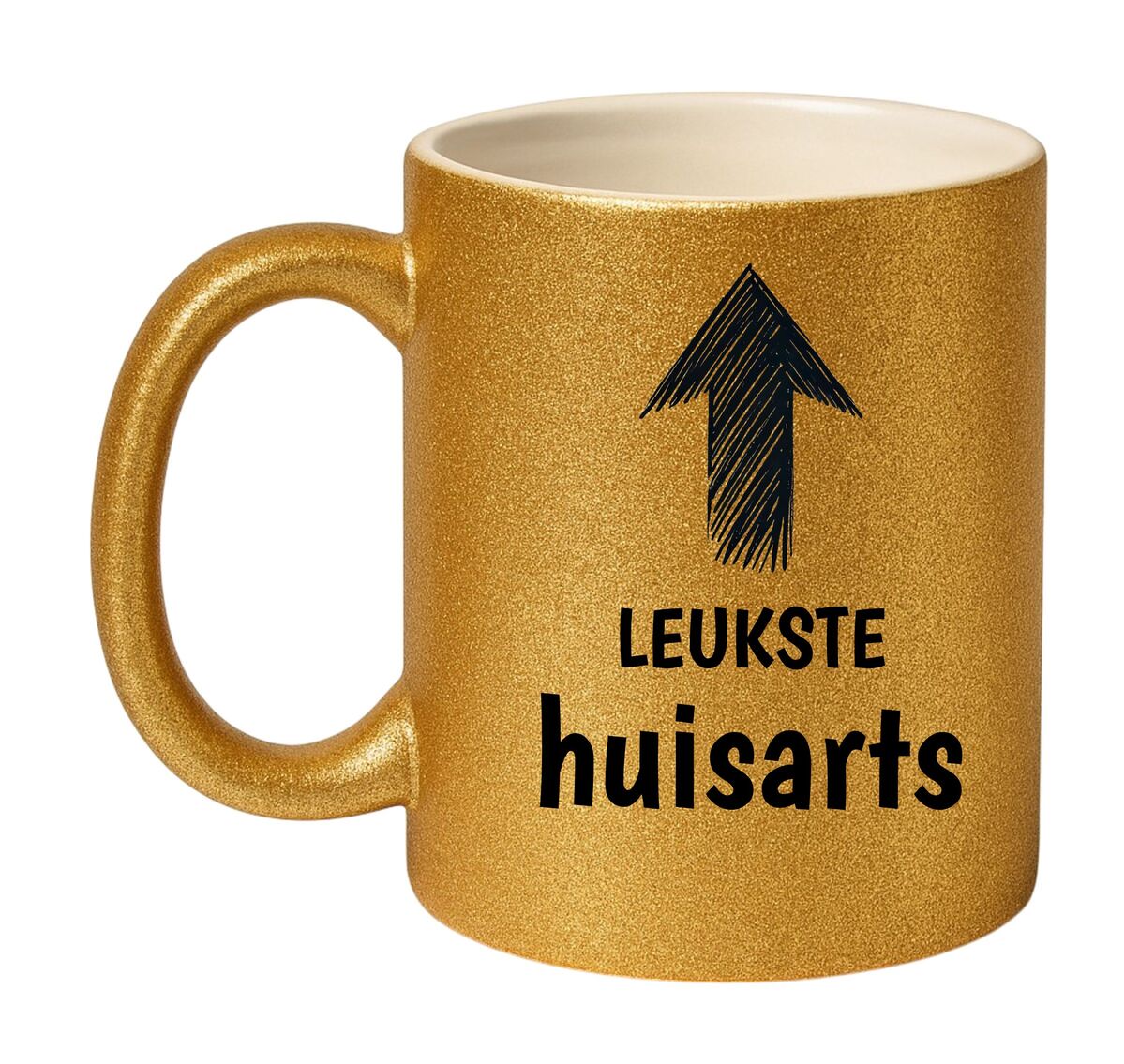 Mok voor de leukste huisarts glitter goud