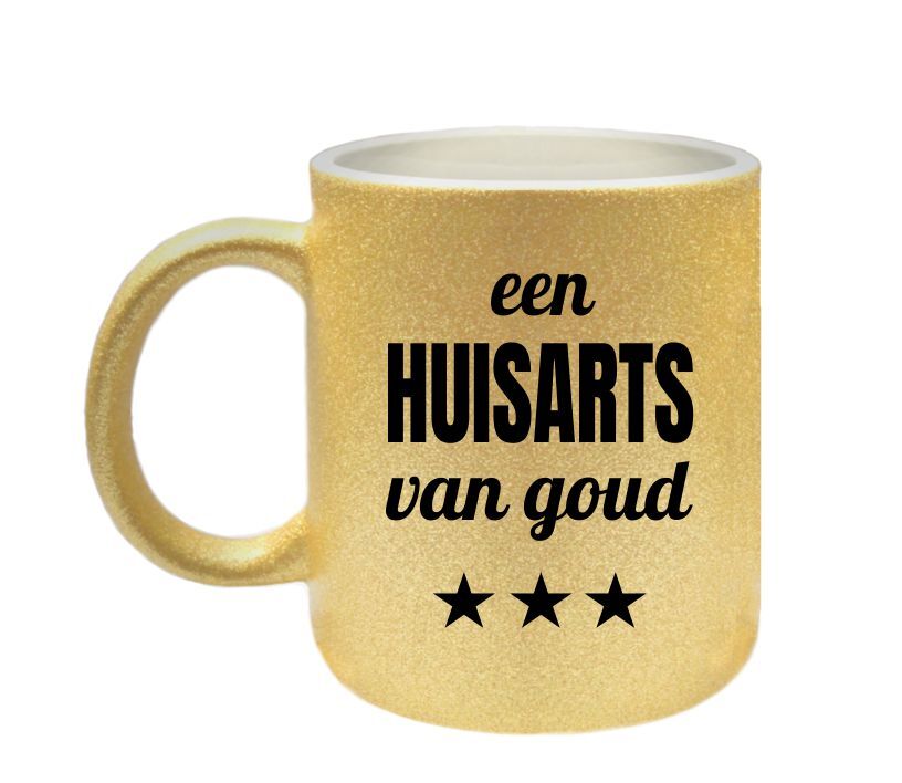 Mok voor een huisarts van goud glitter