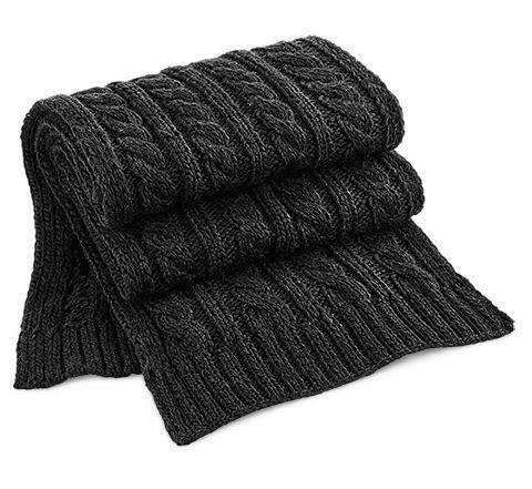 Zwarte Gebreide gemêleerde sjaal met kabel wintersjaal dames