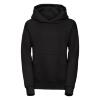 Zwarte Kinder hoodie met dubbellaags capuchon.