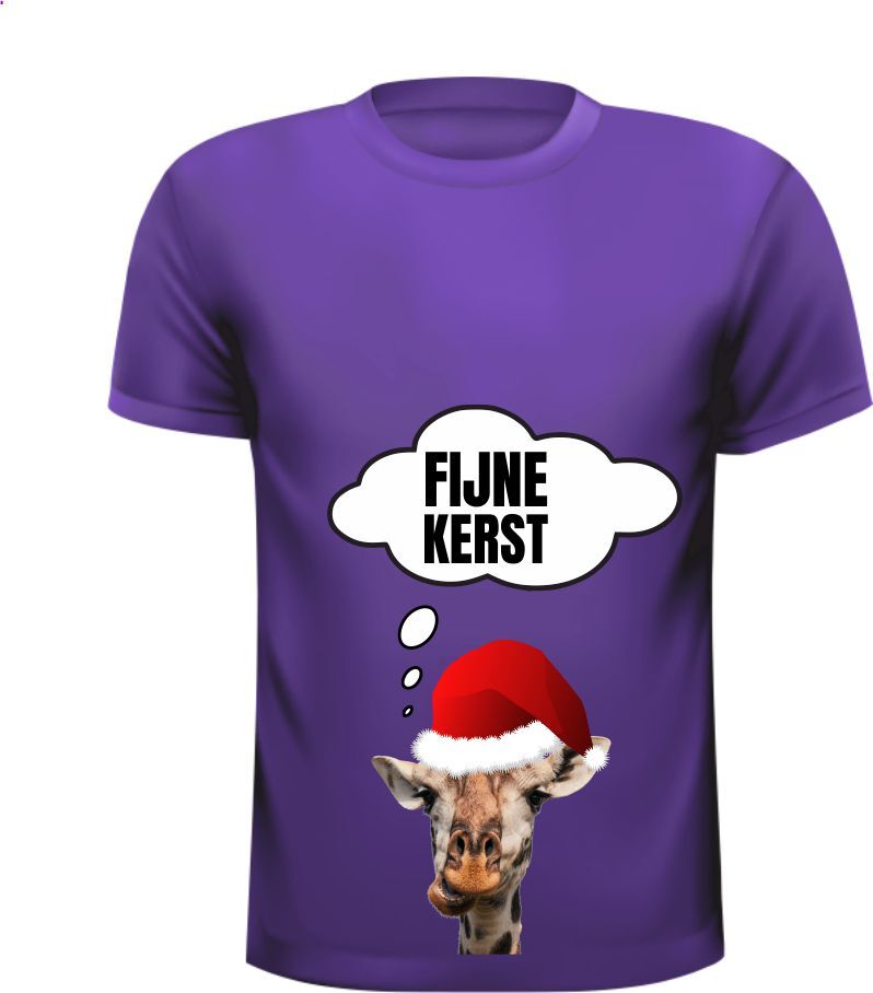 Kerst T-shirt met een giraffe die je een fijne kerst wenst!