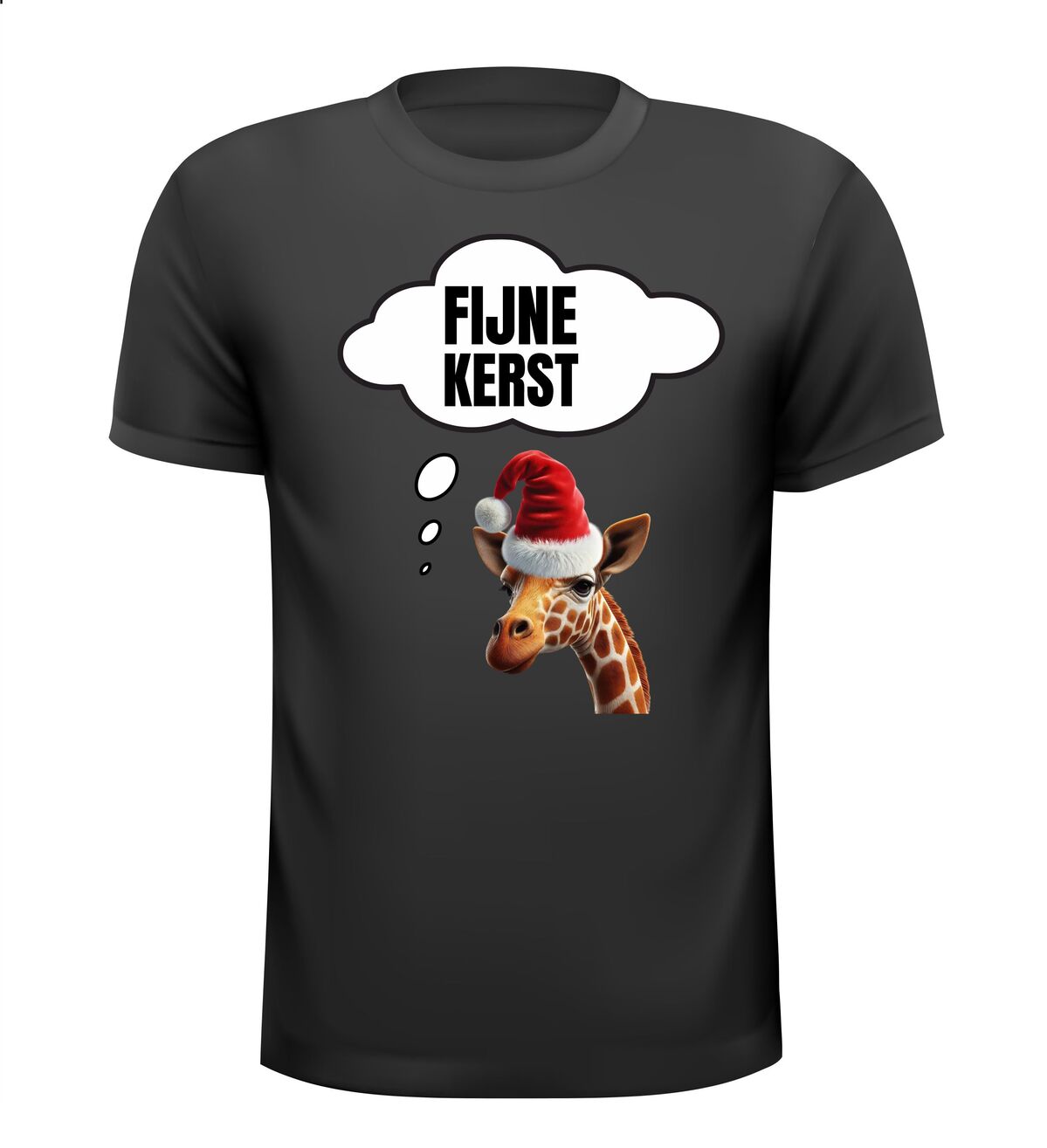 Kerst T-shirt met een giraffe die je een fijne kerst wenst!