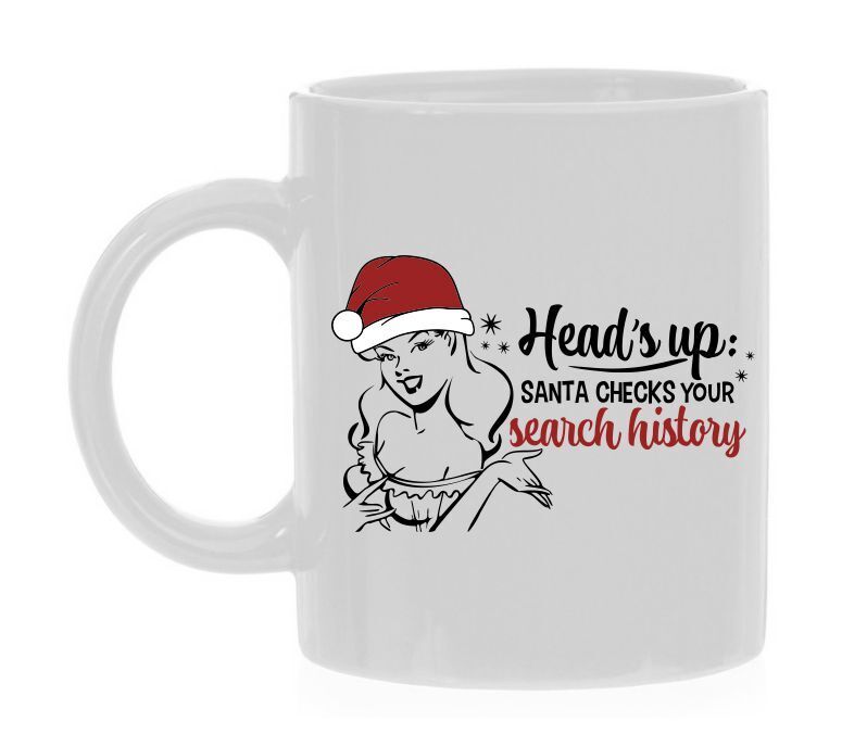 Koffie of thee mok voor de kerst heads up santa checks your search history