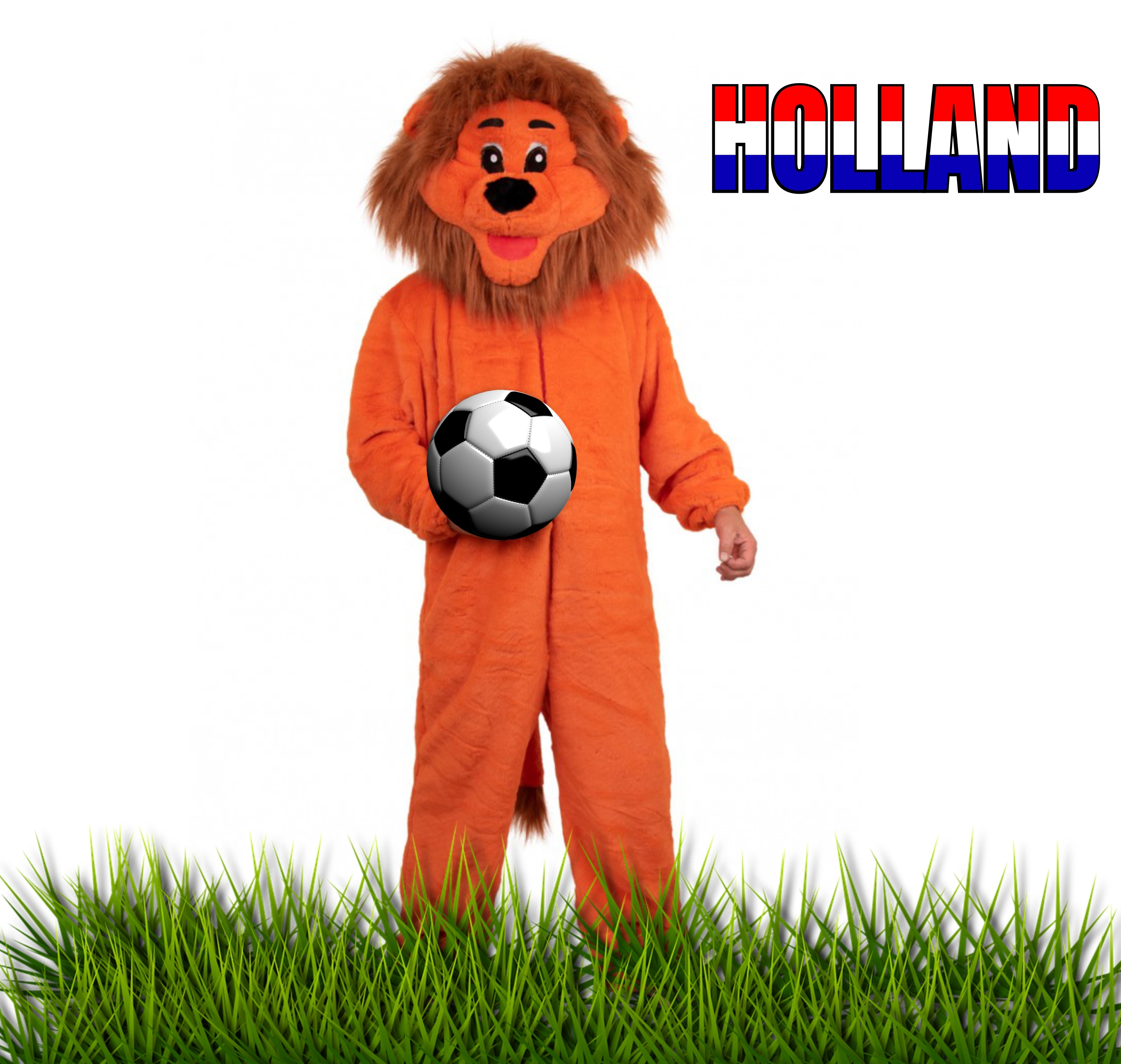 Pluche mascotte leeuw oranje voetbal of koningsdag