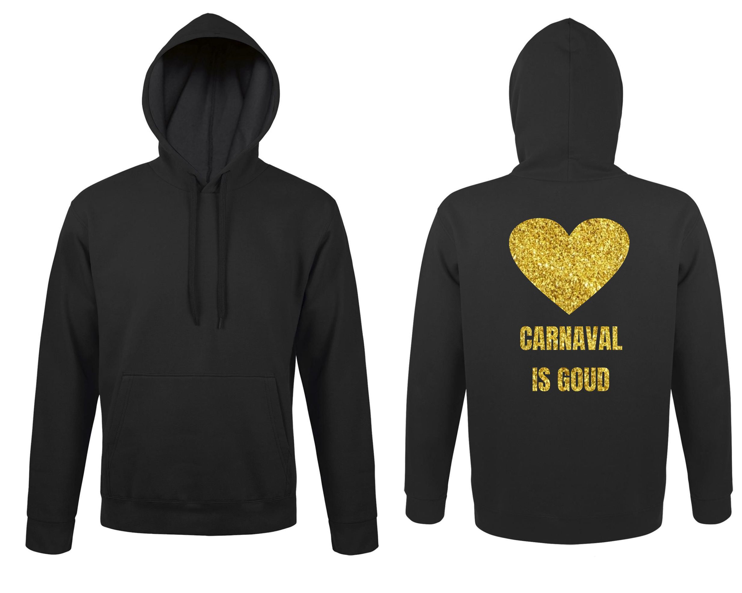 Hoodie met de opdruk in het glittergoud Carnaval is goud