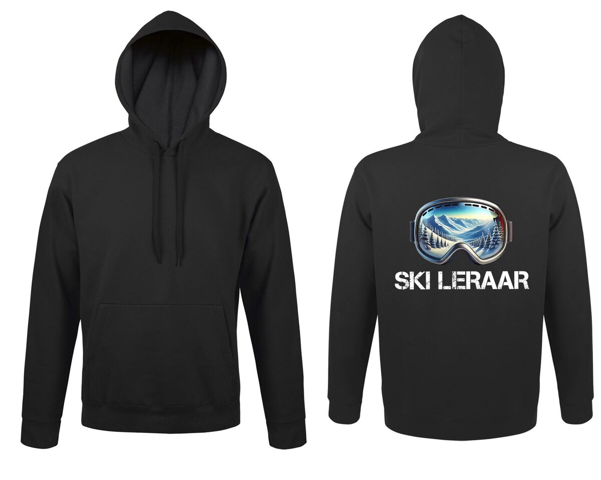 Hoodie ski leraar met foute ski bril print