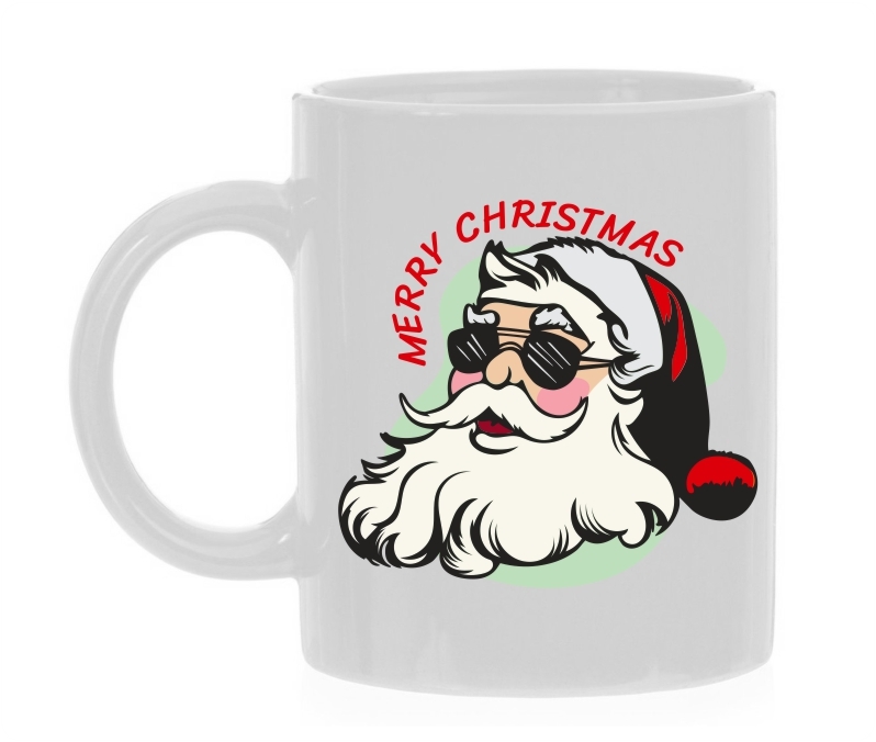 Kerstmannen koffie mok Merry Christmas met een coole kerstman Santa