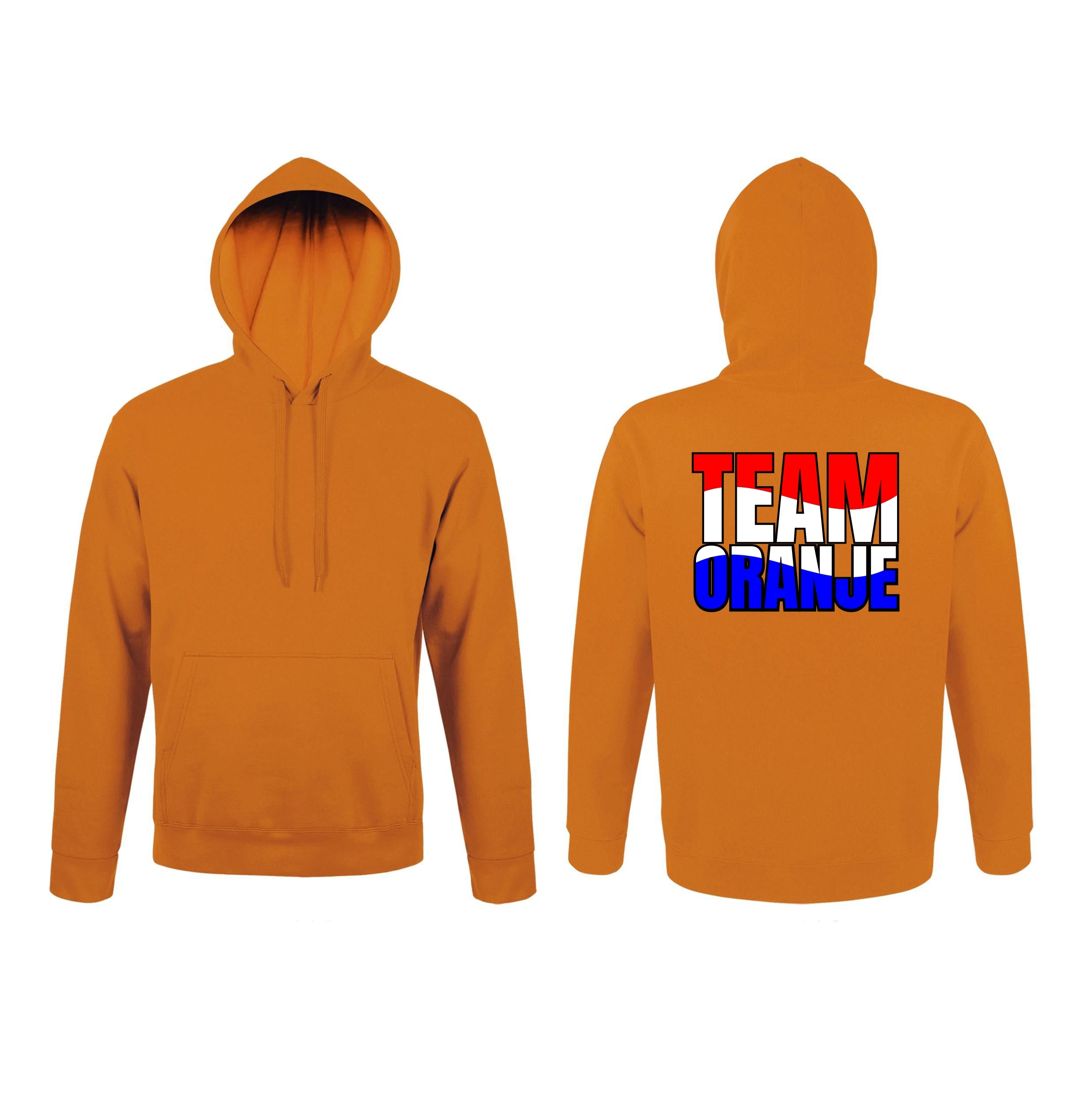 Oranje hoodie team oranje in de kleuren rood wit blauw